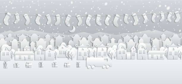 卡通冬天的城市图片下载