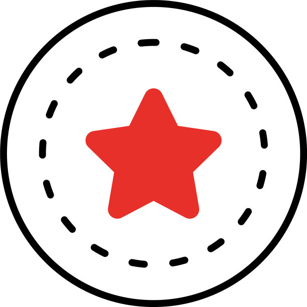 半线条半彩色风格的星星圆形图标图片下载