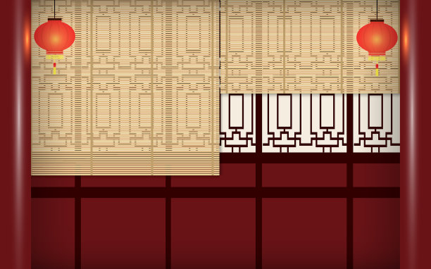 中国住宅风格的木制幕墙图片下载