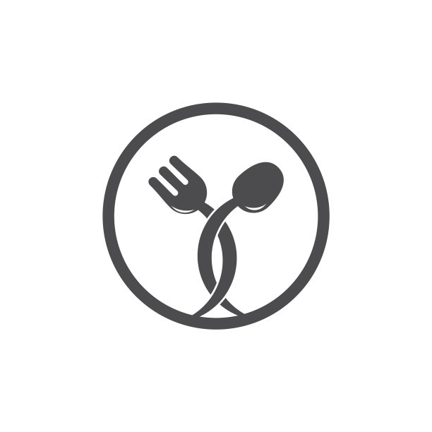 勺子叉子连接的简约食品标志图片下载