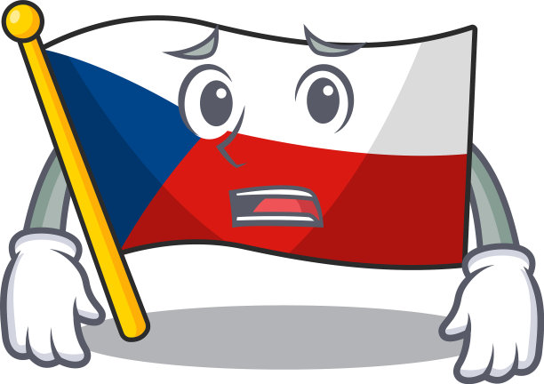 捷克国旗上的一幅画显示出害怕的表情图片下载