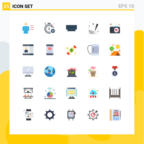 包25个创意的平面颜色厨房图片下载