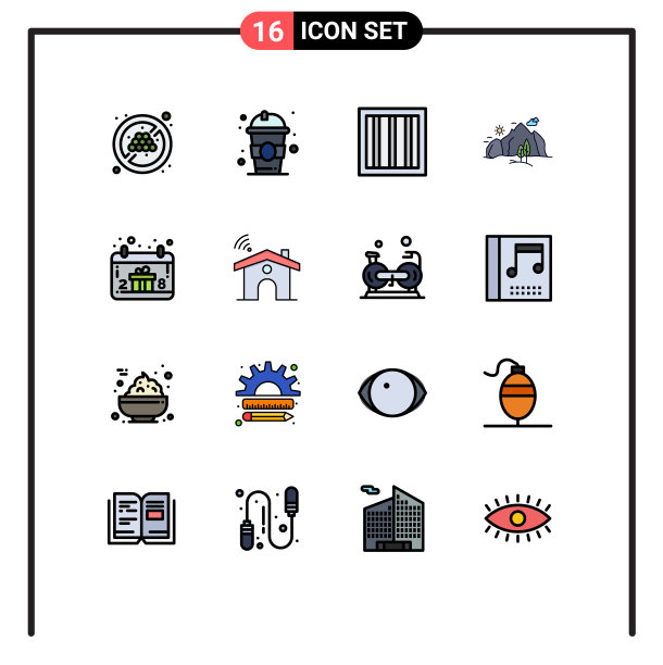 16个通用平色填充线标志符号图片下载