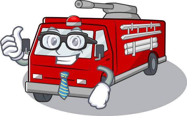 卡通人物商人消防车图片下载
