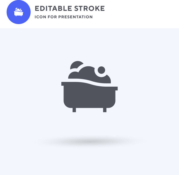 浴缸图标填充平面标志实心图片下载