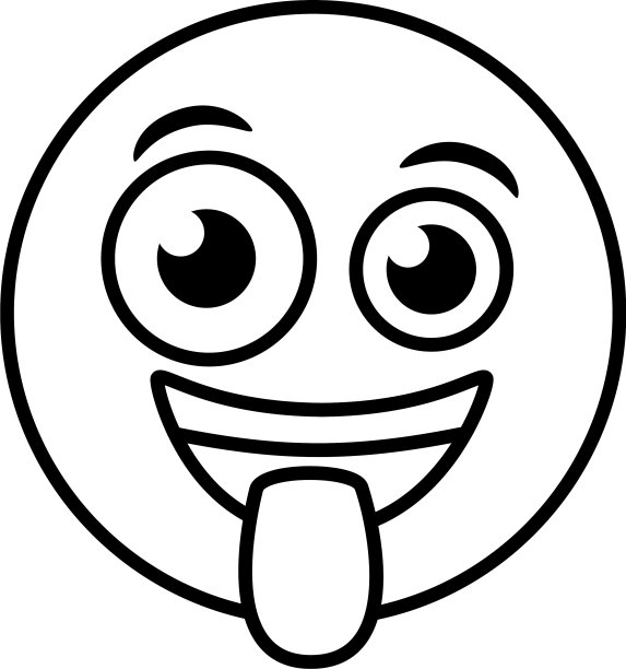 吐舌头的疯狂表情符号线条风格图标图片下载