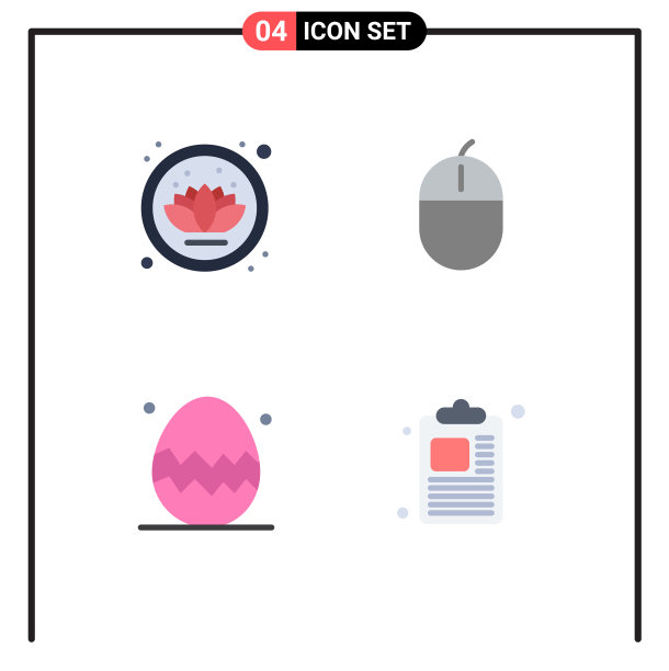 为荷花蛋设置4个平面图标图片下载
