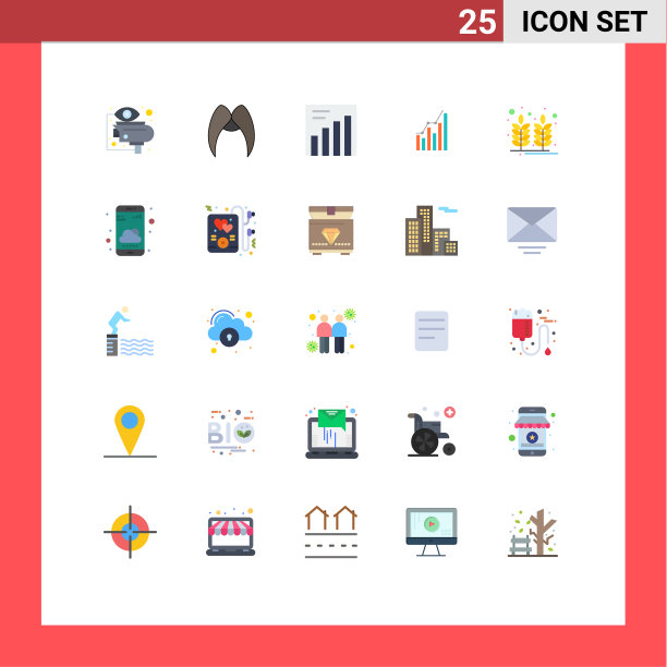 移动界面平色设25个象形图图片下载