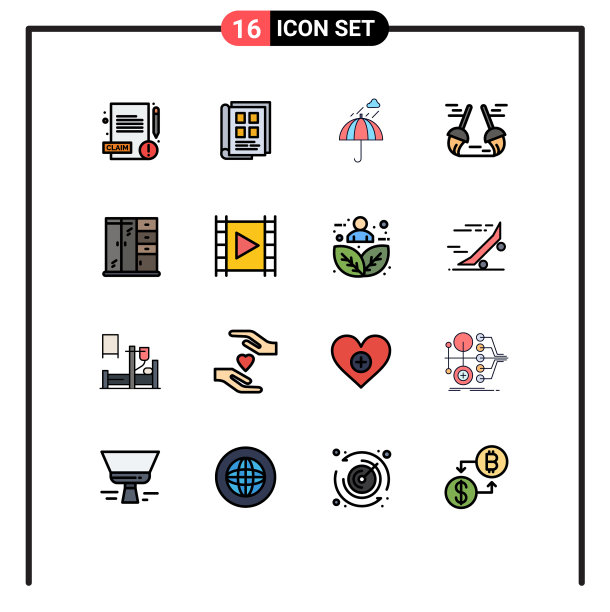 16主题平色填充线条和可编辑图片下载