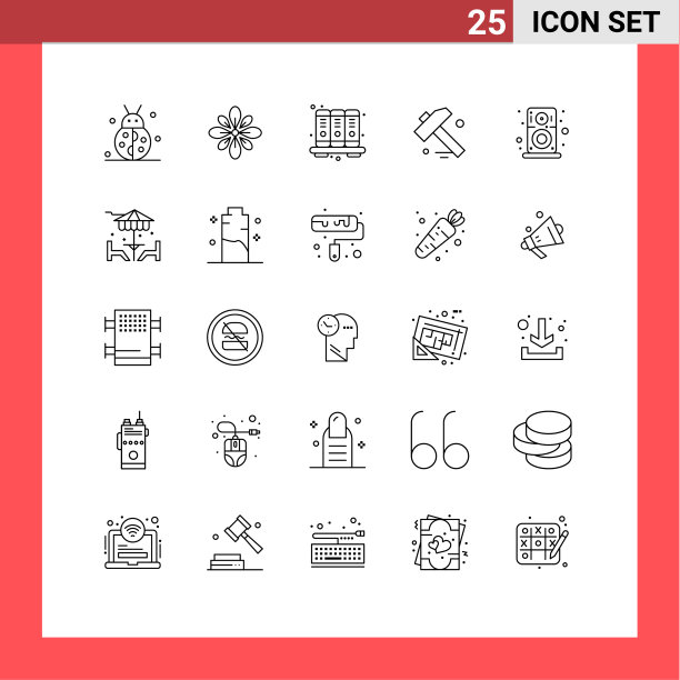 通用图标符号组25个现代线条图片下载