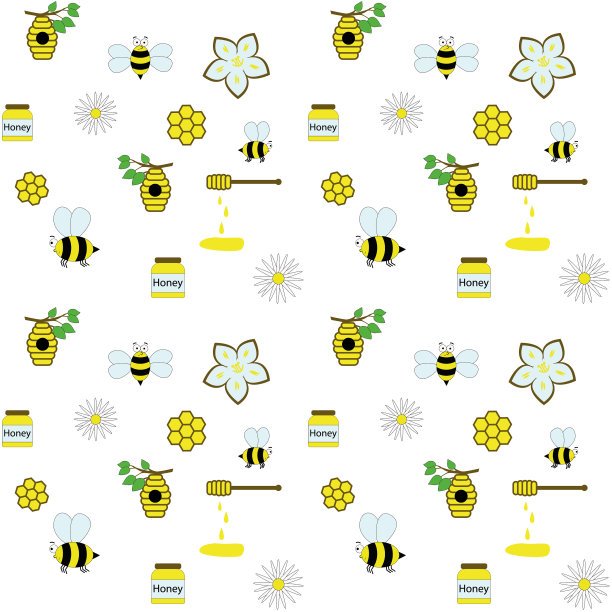 蜂蜜主题无缝图案与蜜蜂图案图片下载