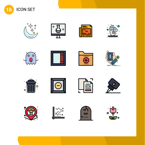 设置16商业平面彩色填充线条包图片下载