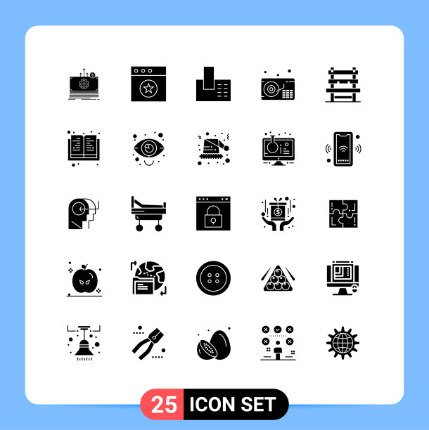 在等候室的网格上设置25个实心符号图片下载