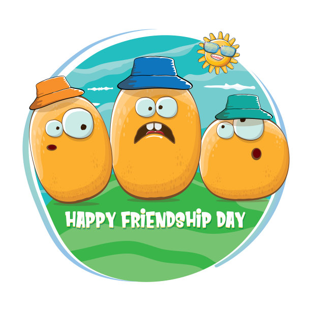 快乐的友谊日横幅与朋友小小孩子图片下载