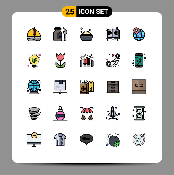 组25现代填充线平面颜色集图片下载