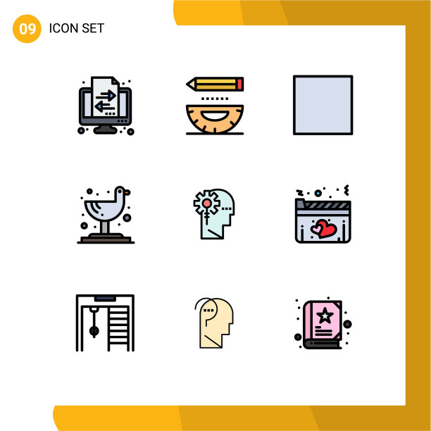 组9现代填充线平面颜色集图片下载