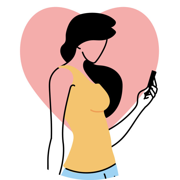 年轻女子爱上了手里的手机图片下载