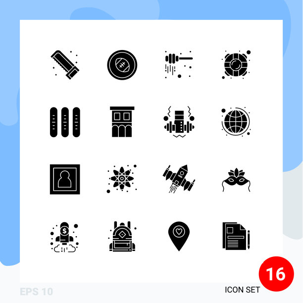 为面包设置16个现代UI图标符号图片下载