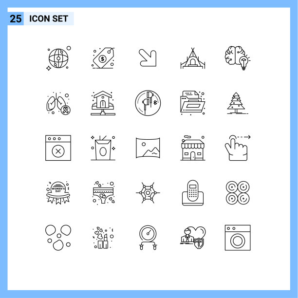 线包25个通用符号球脑图片下载