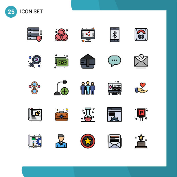 为卷筒纸设置25种通用填充线平面颜色图片下载