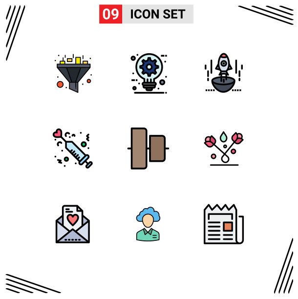 象形图设置9个简单的填充线平色图片下载