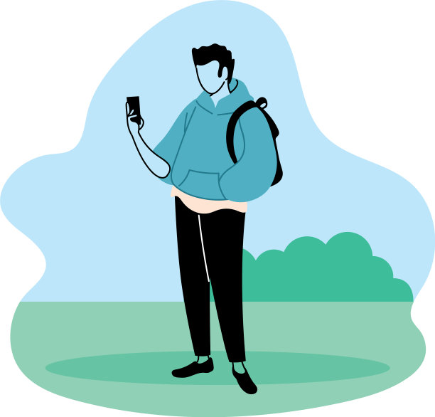 夏天，年轻人手里拿着手机图片下载