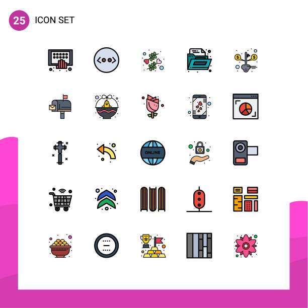 用户界面包25基本填充线平图片下载