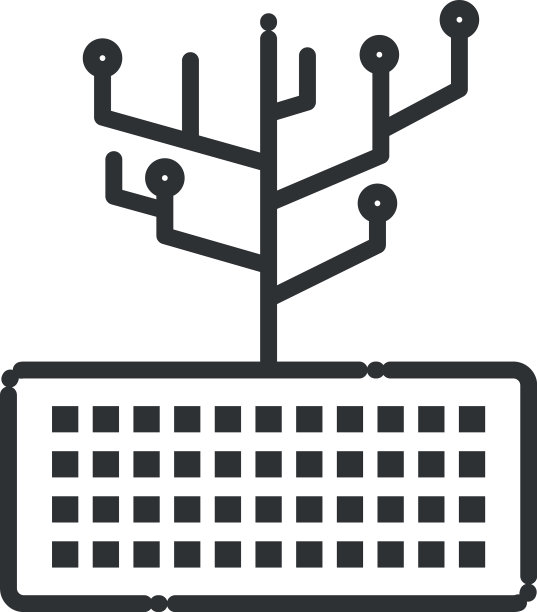 键盘与电路线形图标风格图片下载