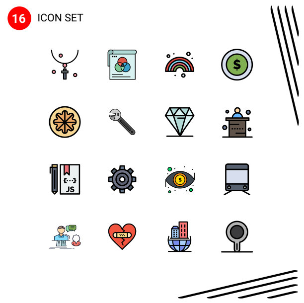 组16平色填充线标志和图片下载