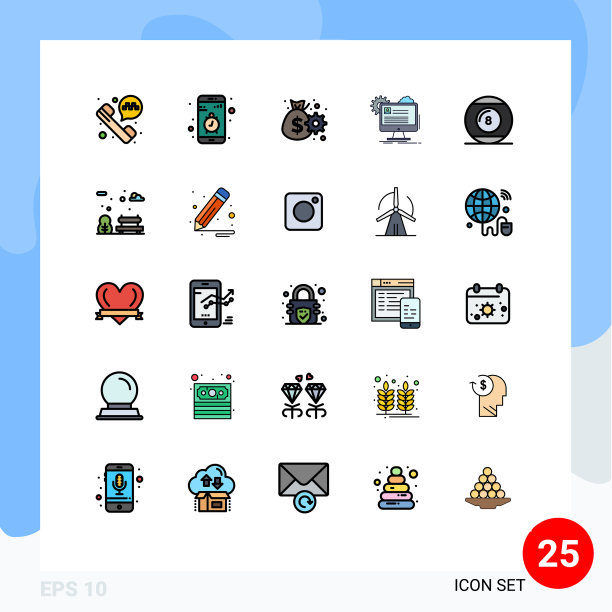 25主题填充线平面颜色和可编辑图片下载