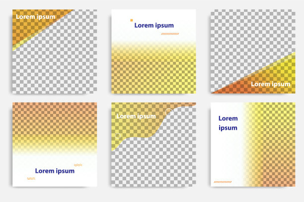 流体波浪社交媒体在橙色布局模板图片下载