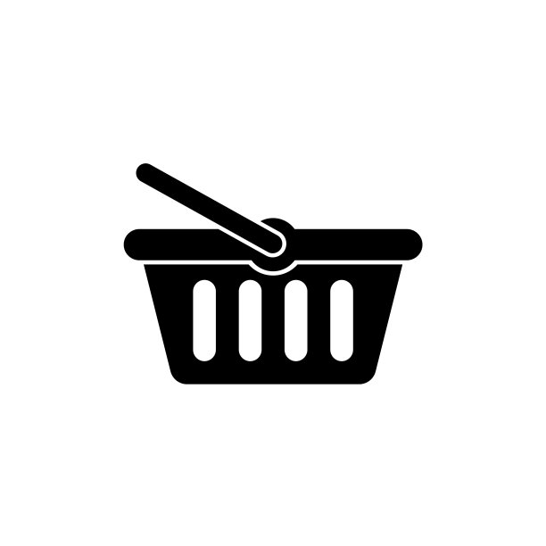 购物篮图标上孤立的白色背景图片下载