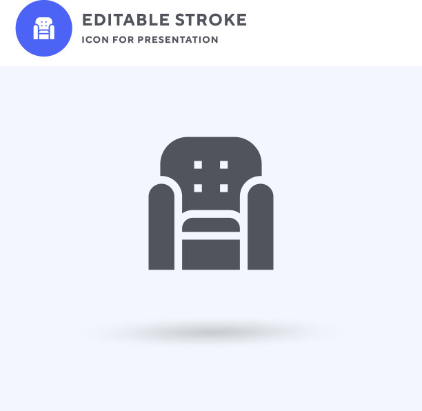 扶手椅图标填充平面标志实心图片下载