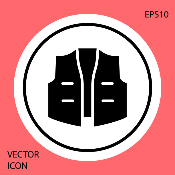 黑色钓鱼夹克图标孤立在红色图片下载