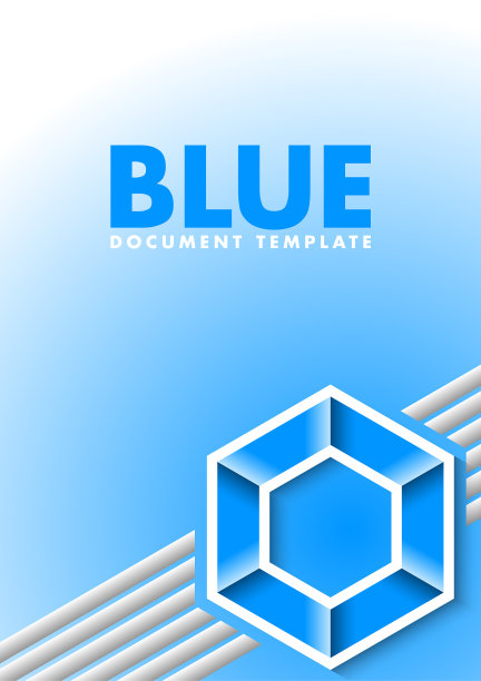 蓝色文件模板与线和六角形图片下载