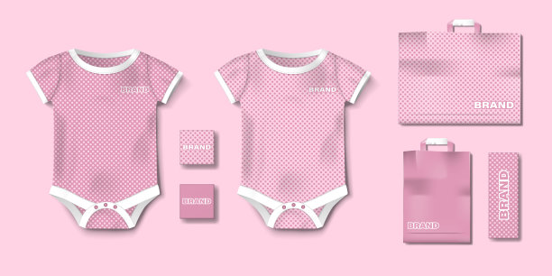 逼真的粉色婴儿装模板孤立图片下载