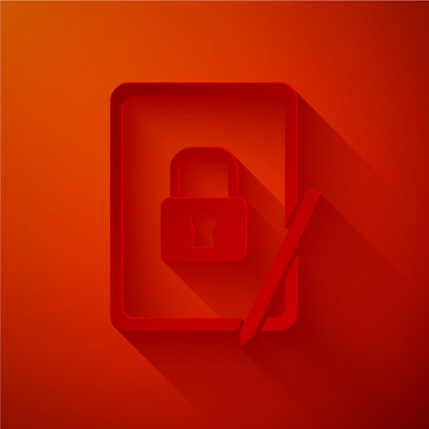 剪纸图形板与关闭的挂锁图标图片下载