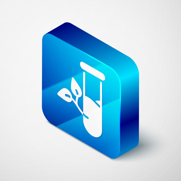 等距实验室玻璃和树叶图标图片下载