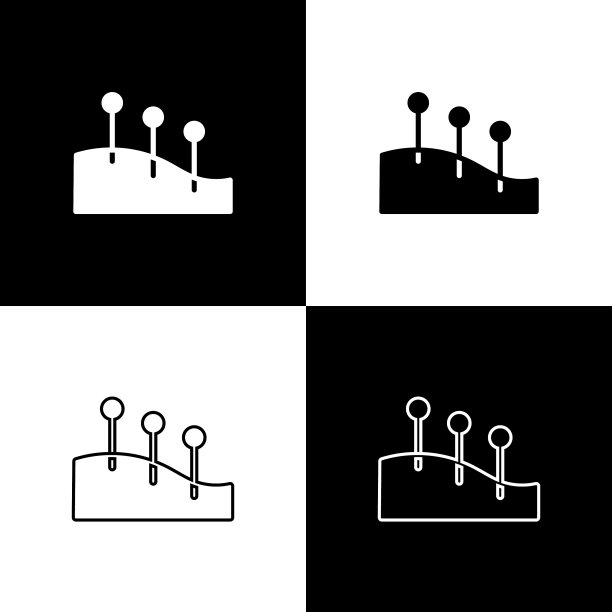 设置针灸治疗图标孤立在黑色和图片下载