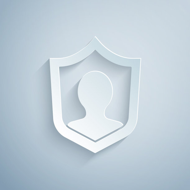 剪纸人寿保险与盾牌图标隔离图片下载