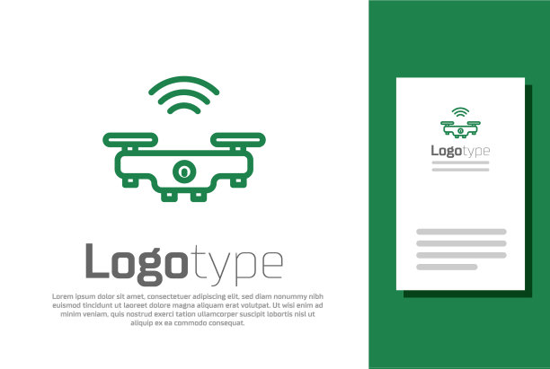 绿线智能无人机系统图标隔离图片下载