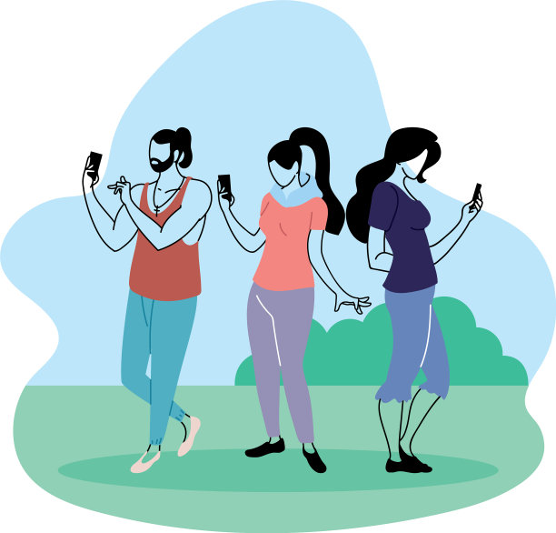 夏天，年轻人手里拿着手机图片下载