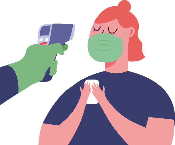 手握温度计枪检查女人图片下载