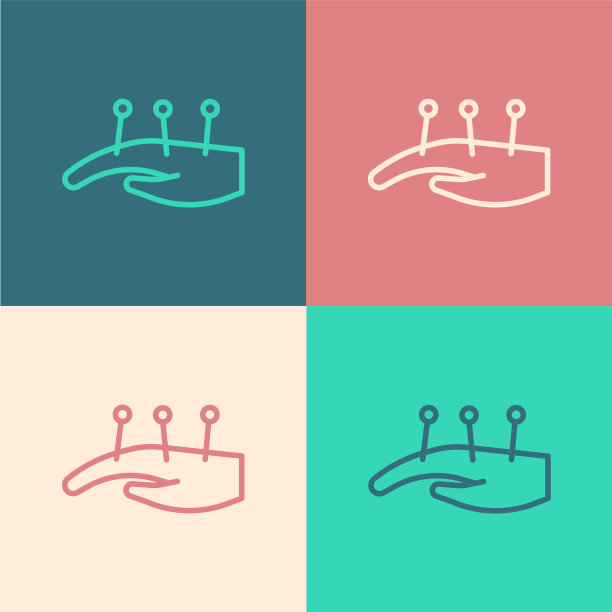 波普艺术线针灸疗法手的图标图片下载