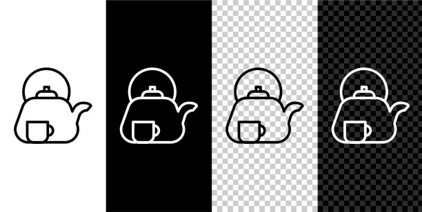 设置行传统茶道图标孤立上图片下载