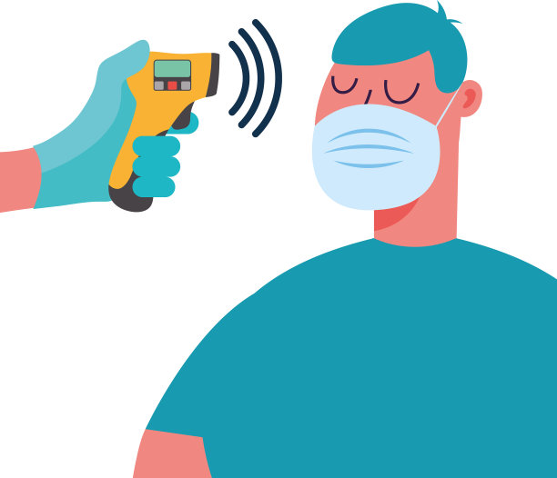 手拿温度计枪的检查人员图片下载