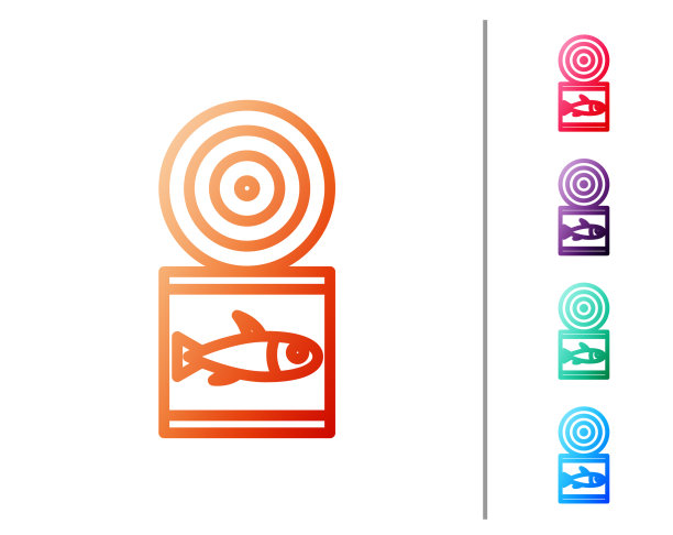 红色线罐头鱼图标孤立在白色图片下载