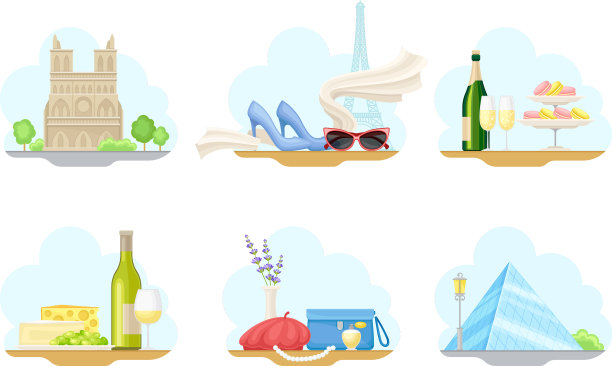 埃菲尔铁塔和大教堂的巴黎街景图片下载