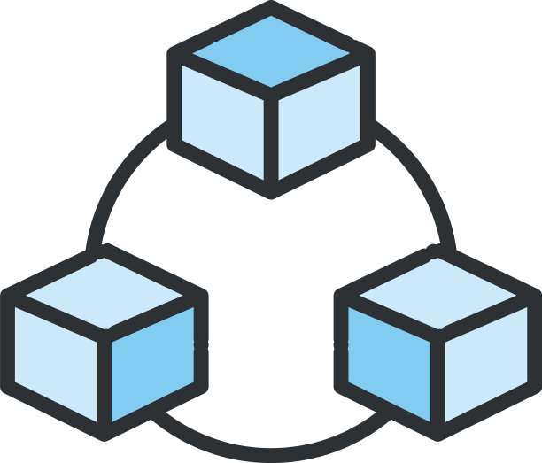 立方体电路线和填充样式图标图片下载