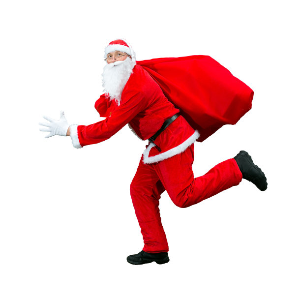 圣诞老人急着送圣诞礼物。隔离。图片下载